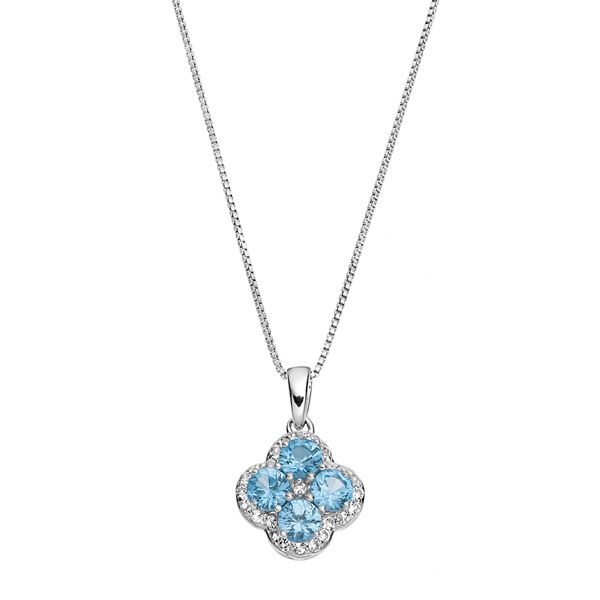 Blue Water Droplet High Carbon Diamond Cloud Leaf Pendant Necklace