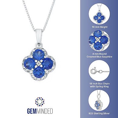 Gemminded Sterling Silver Lab-Created Sapphire & White Topaz Flower Pendant Necklace