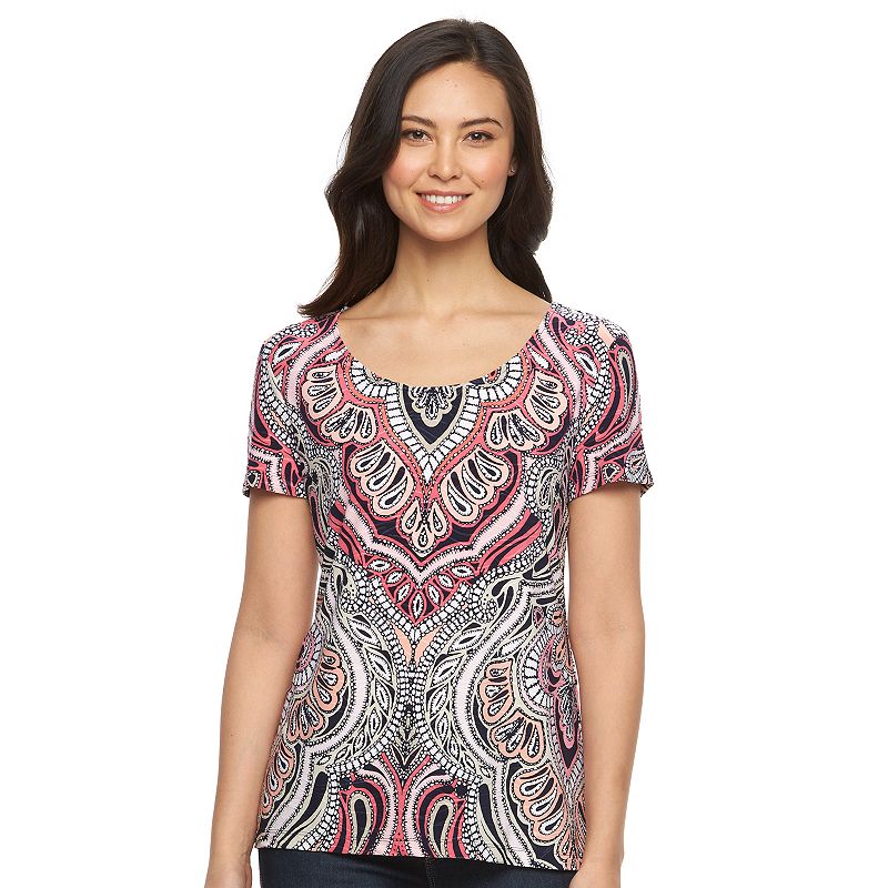 Womens Jacquard Short Sleeve Top | Kohl's