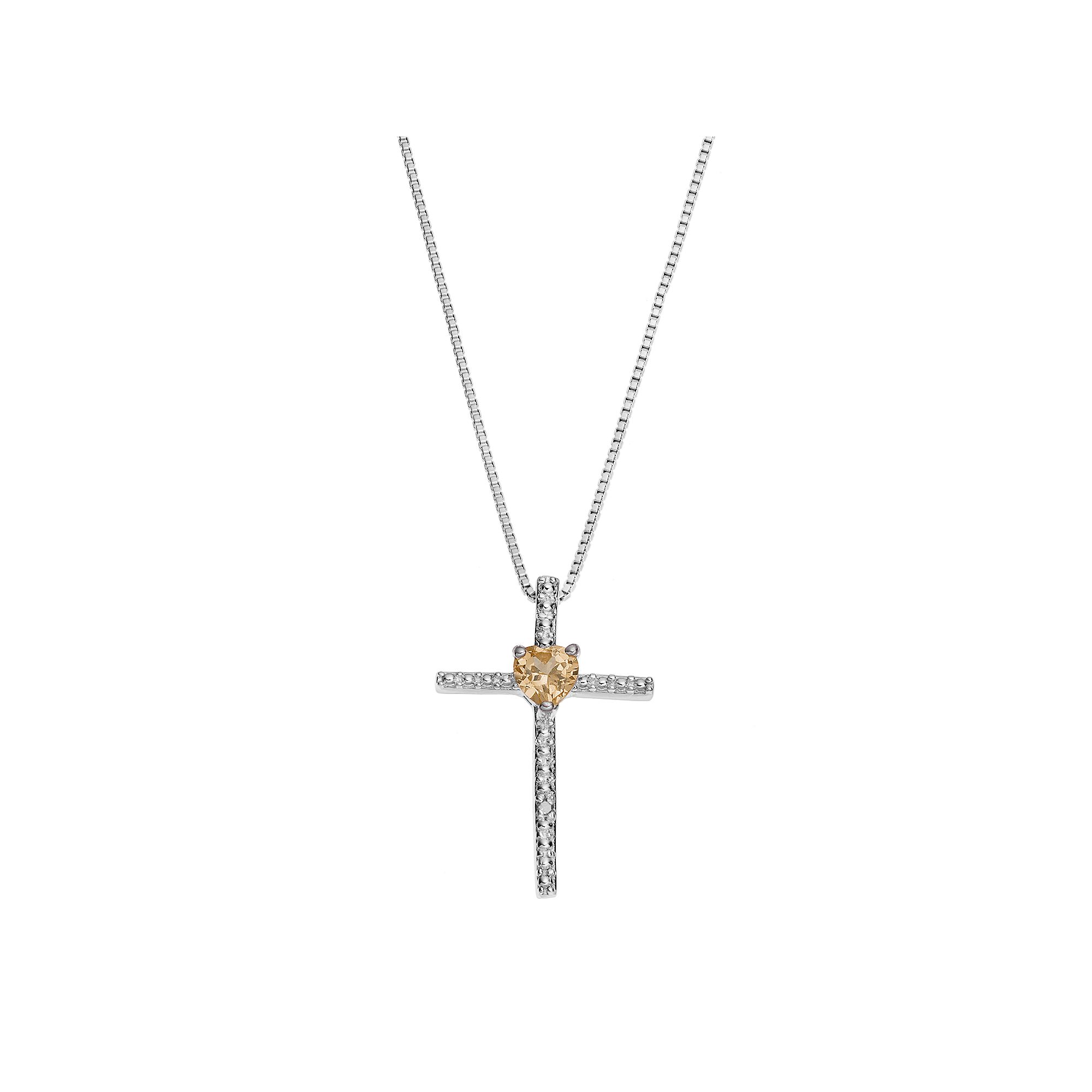 Gemminded Sterling Silver Citrine Cross Pendant Necklace, Womens, Size: 1