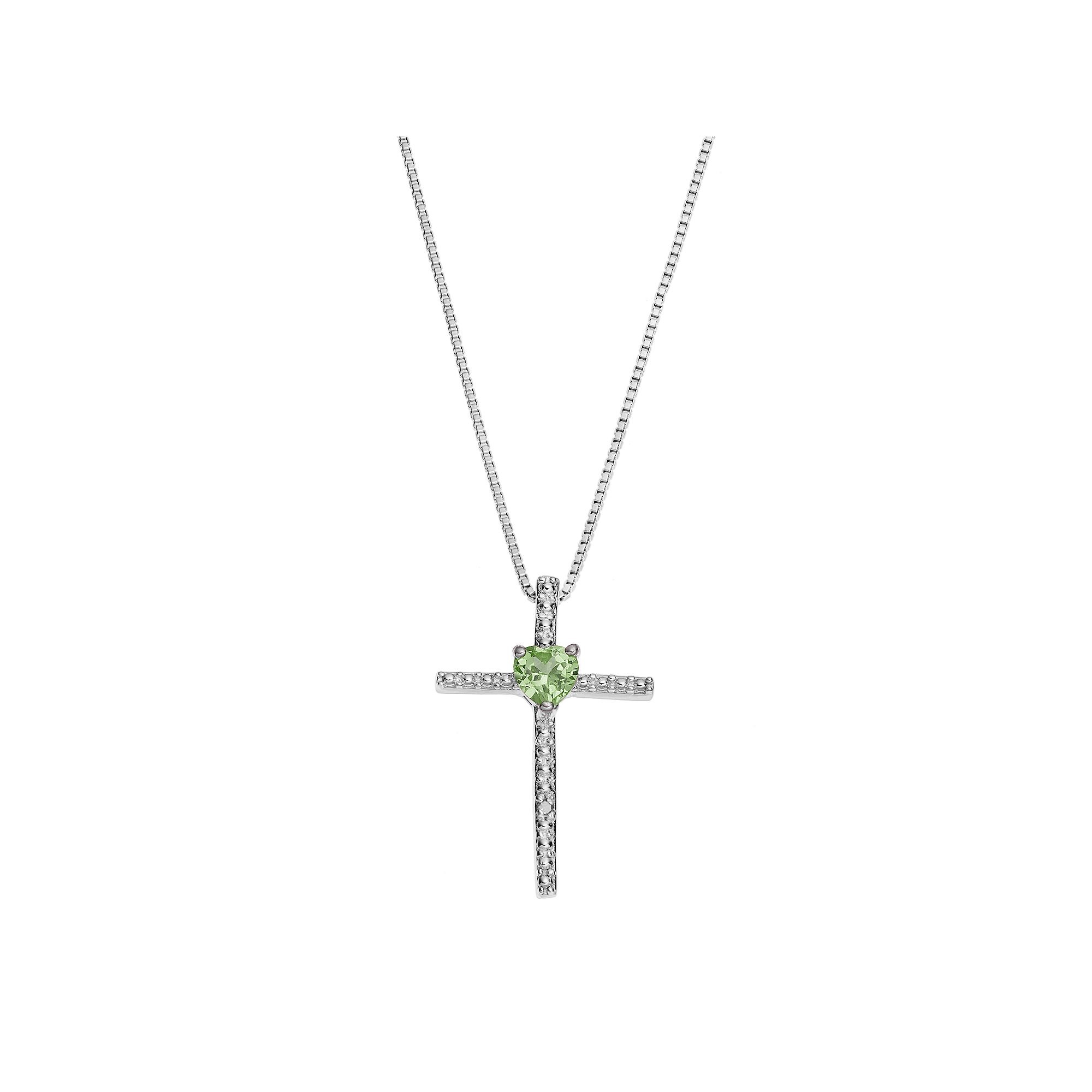 Gemminded Sterling Silver Peridot Cross Pendant Necklace, Womens, Size: 1