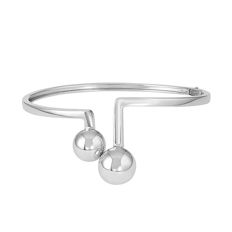Sterling Silver Ball Hinged Bangle Bracelet, Womens, Size: 7.25