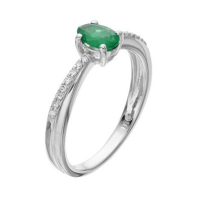 Gemminded Sterling Silver Emerald & Diamond Accent Ring