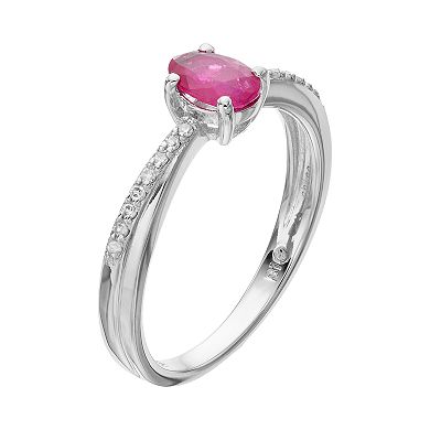 Gemminded Sterling Silver Ruby & Diamond Accent Ring