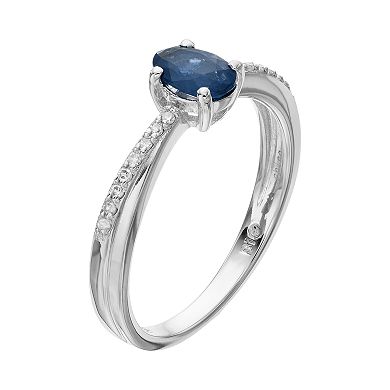 Gemminded Sterling Silver Sapphire & Diamond Accent Ring