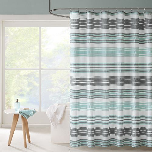 Intelligent Design Sonia Puckering Stripe Shower Curtain 1