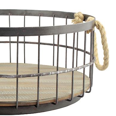 Stonebriar Collection Wire & Wood Coastal Basket 2-piece Set