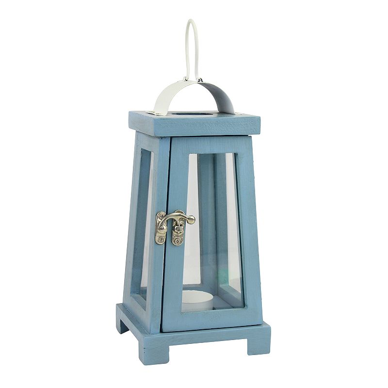 Stonebriar Collection Vintage Wood Candle Lantern, Blue