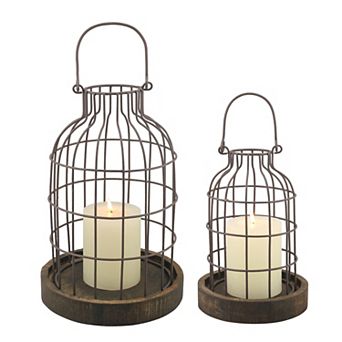 Stonebriar Collection Distressed Cloche Candle Holder 2 pc Set