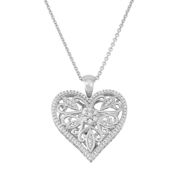 Simply Vera Vera Wang Sterling Silver 1/4 Carat T.W. Diamond Heart Pendant