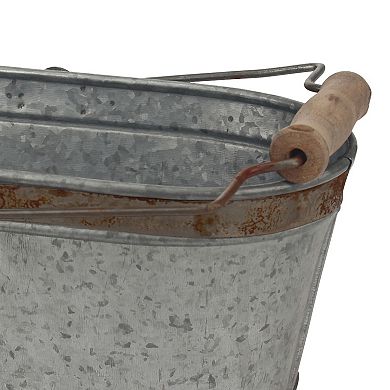 Stonebriar Collection Aged Galvanized Metal Oval Bucket