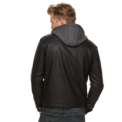 Men's Rock & Republic® Hooded Faux-Leather Jacket