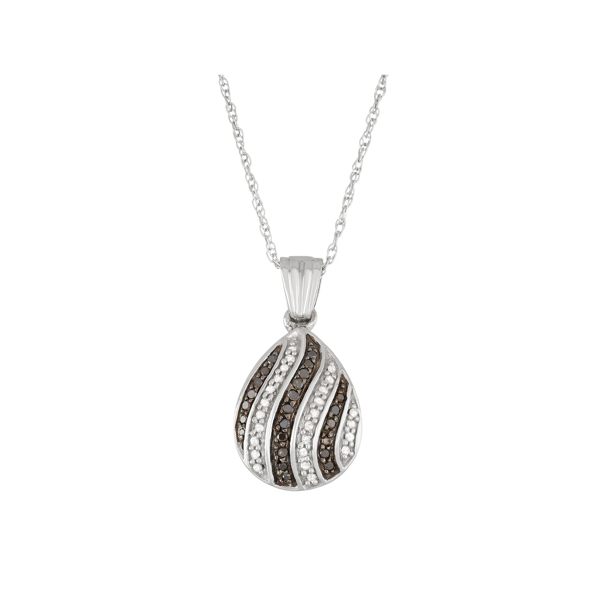 Jewelexcess Sterling Silver 1/5 Carat T.W. Black & White Diamond Teardrop 