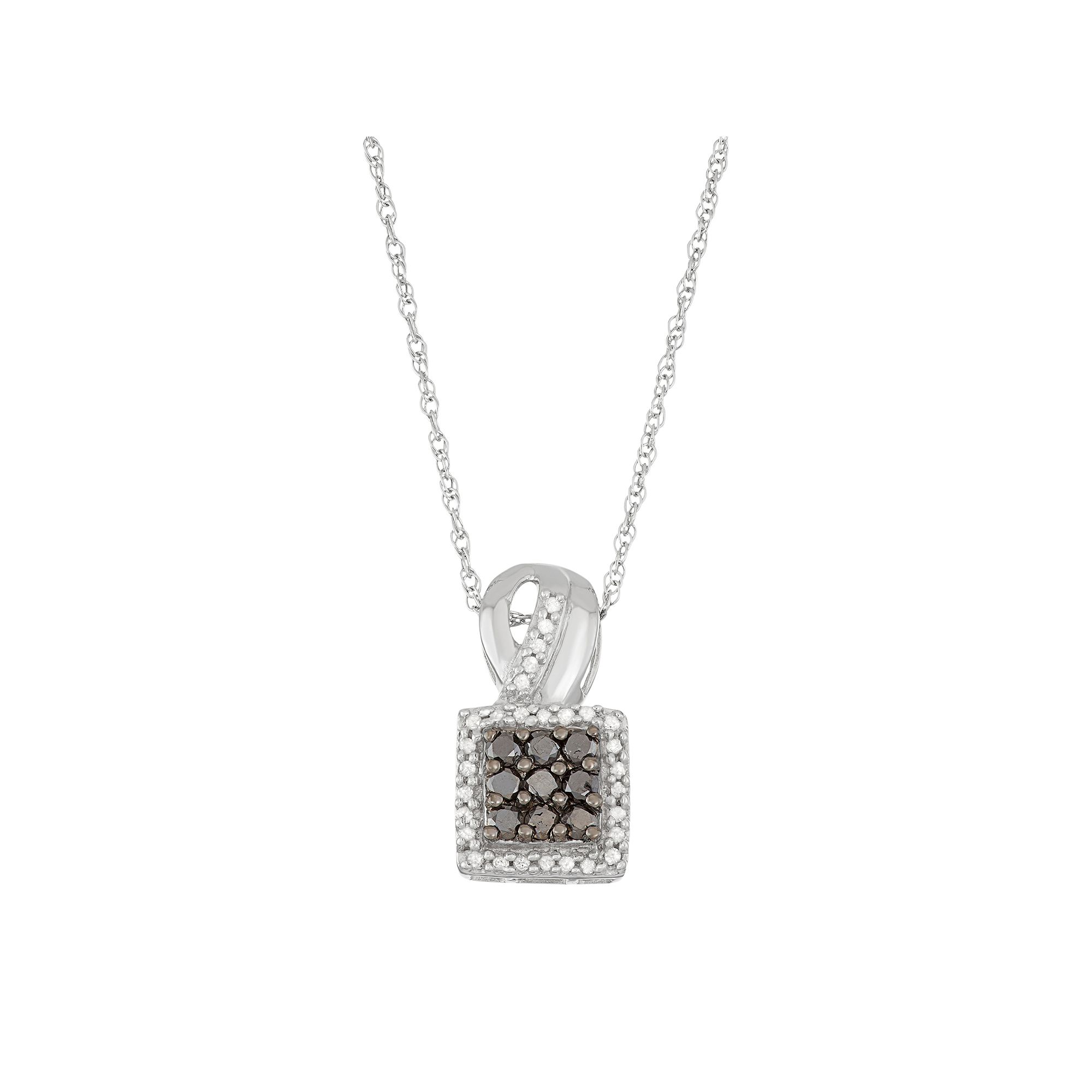 Jewelexcess Sterling Silver 1/2 Carat T.W. Black & White Diamond Square Ha