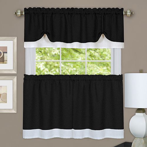 Achim 3piece Darcy Tier & Valance Kitchen Window Curtain Set