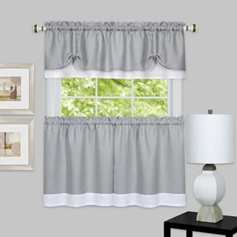 Achim 3 pc Darcy Tier & Valance Kitchen Window Curtain Set