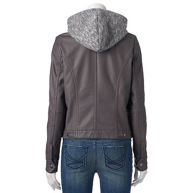 Juniors' J2 by Jou Jou Faux-Leather Hooded Jacket