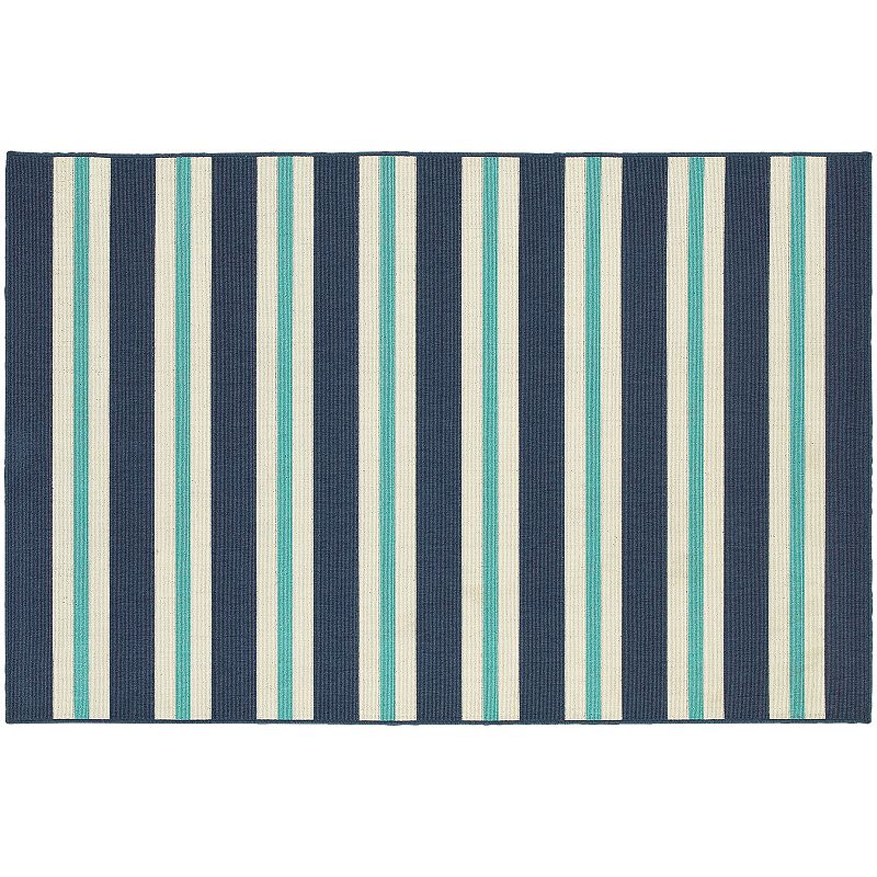 StyleHaven Maritime Multi Striped Indoor Outdoor Rug, Blue, 6.5X9.5 Ft