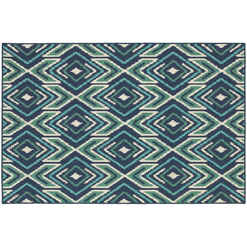 StyleHaven Maritime Tribal Ikat Indoor Outdoor Rug, Blue, 6.5X9.5 Ft