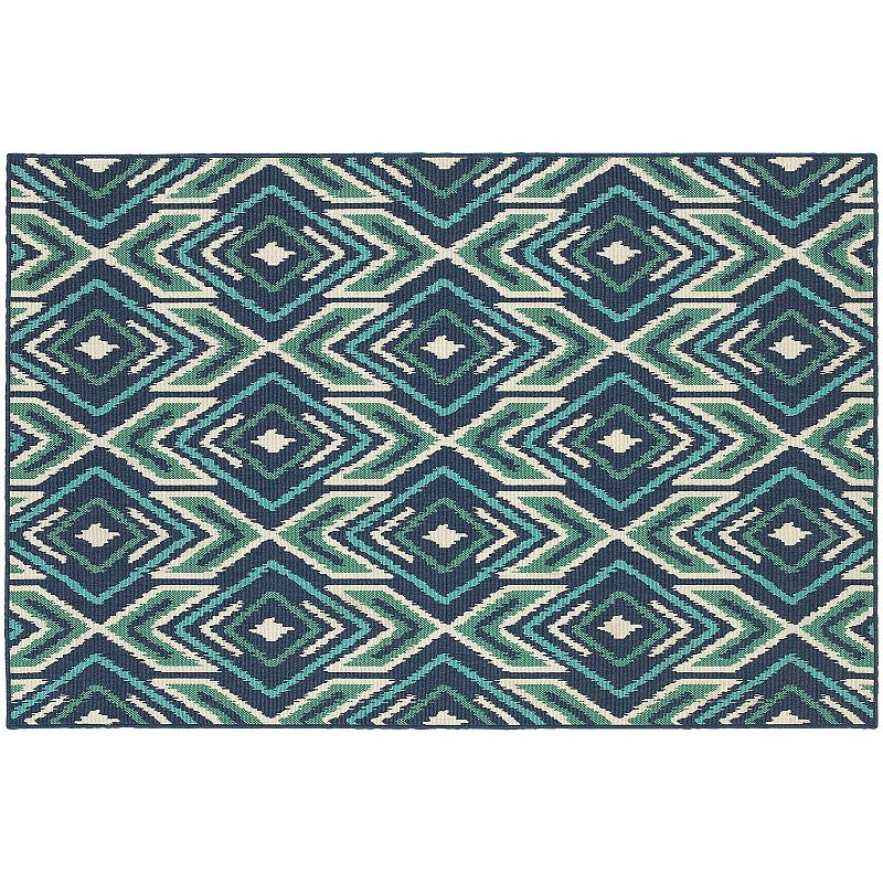 StyleHaven Maritime Tribal Ikat Indoor Outdoor Rug, Blue, 6.5X9.5 Ft