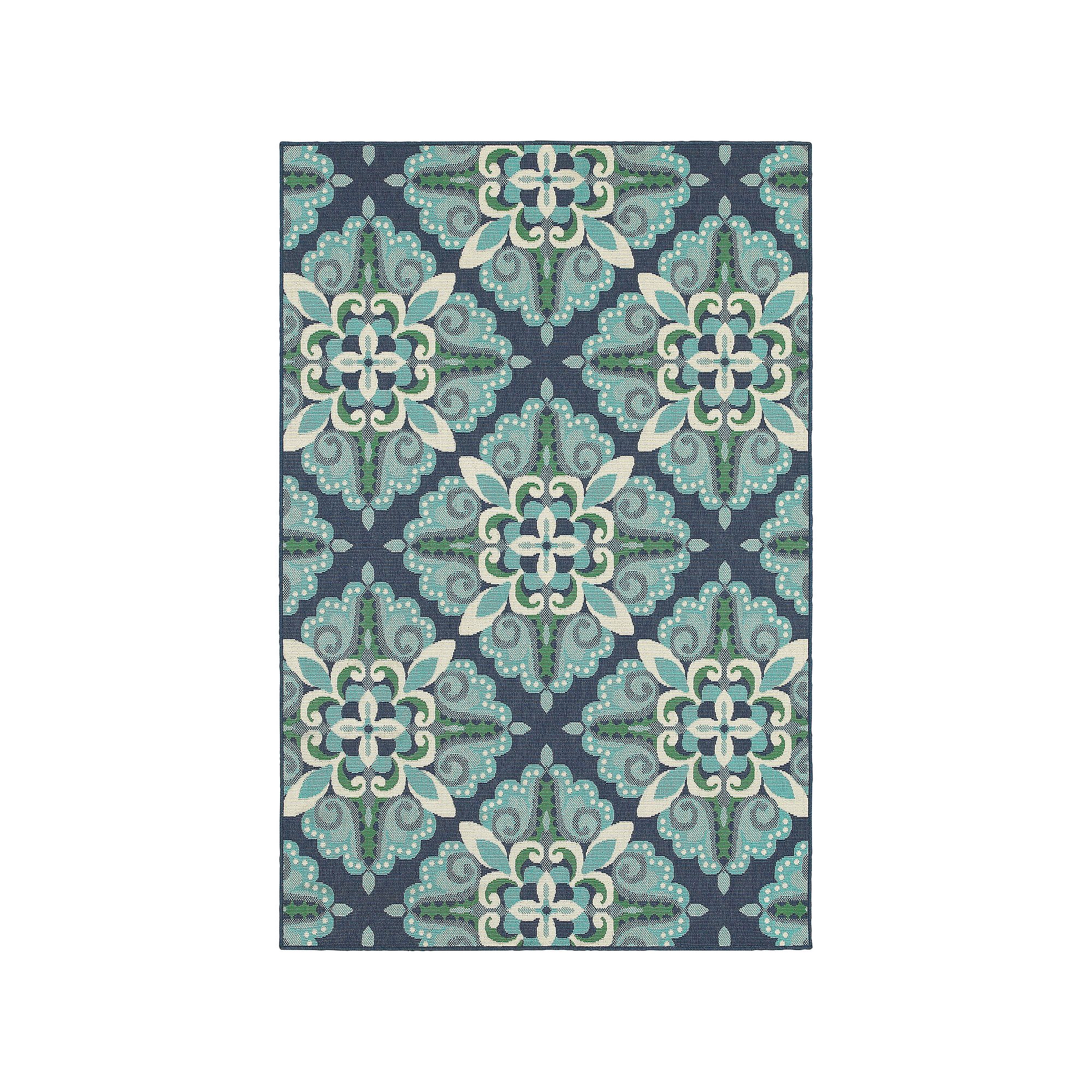 StyleHaven Maritime Overscale Floral Indoor Outdoor Rug, Blue Green