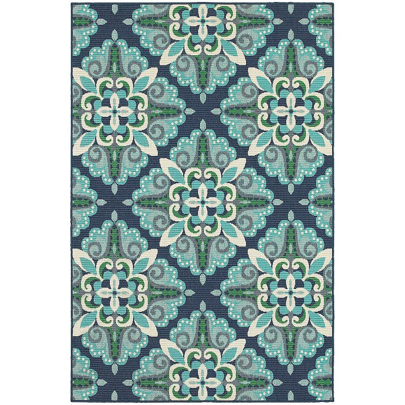 StyleHaven Maritime Overscale Floral Indoor Outdoor Rug, Blue, 5X7.5 Ft