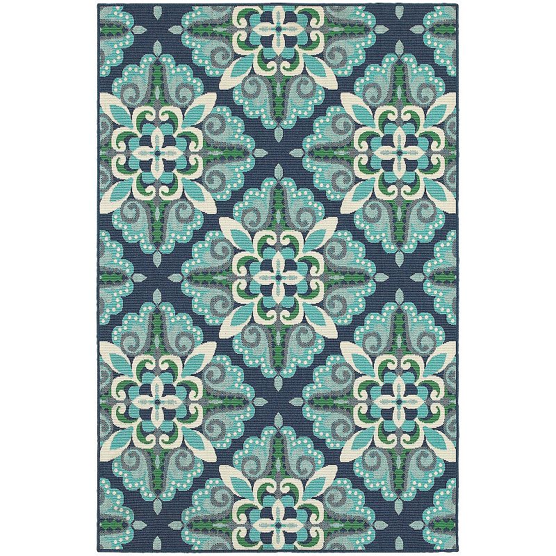 StyleHaven Maritime Overscale Floral Indoor Outdoor Rug, Blue, 8X11 Ft