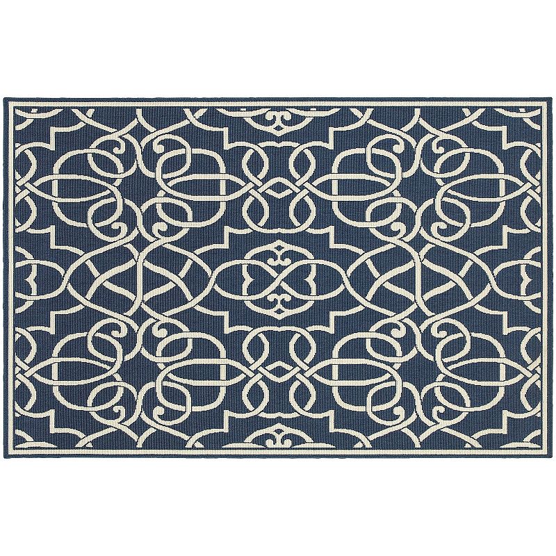 StyleHaven Maritime Fretwork Indoor Outdoor Rug, Blue, 8.5X13 Ft