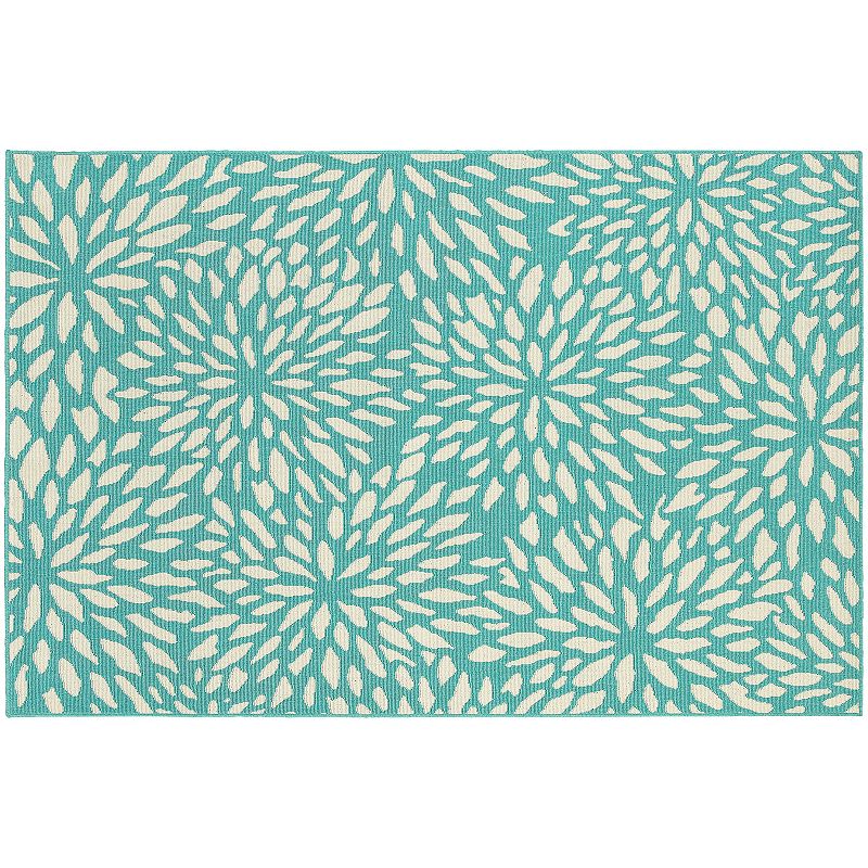 StyleHaven Maritime Petals Floral Indoor Outdoor Rug, Blue, 8Ft Rnd