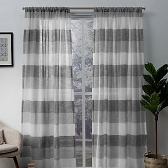 Exclusive Home 2-pack Bern Stripe Sheer Rod Pocket Window Curtains