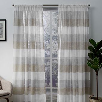Exclusive Home 2-pack Bern Stripe Sheer Rod Pocket Window Curtains