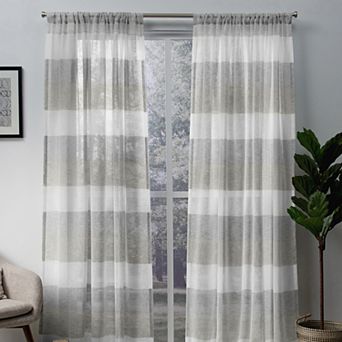 Exclusive Home 2-pack Bern Stripe Sheer Rod Pocket Window Curtains