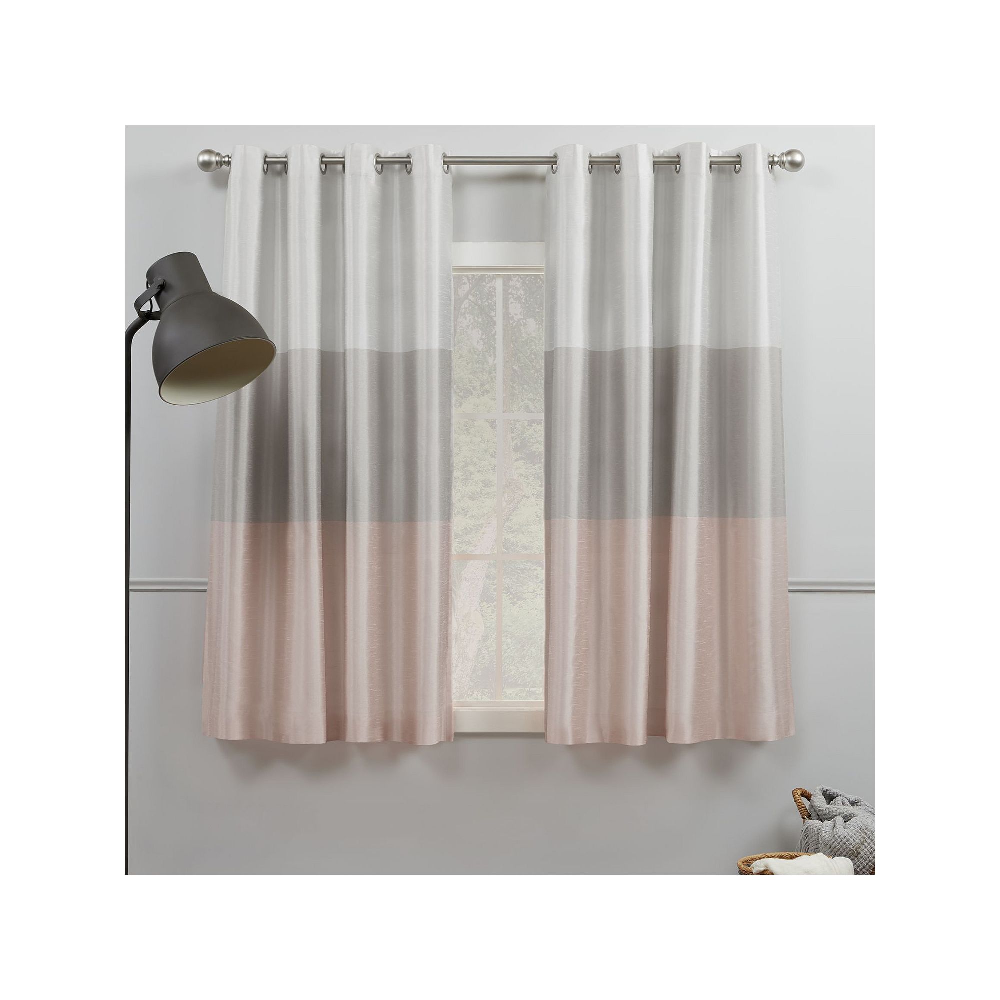 Exclusive Home 2-pack Chateau Striped Faux Silk Window Curtain Set, Blush