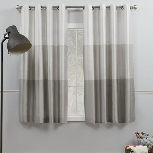 Exclusive Home 2 Pack Chateau Striped Faux Silk Window Curtain Set