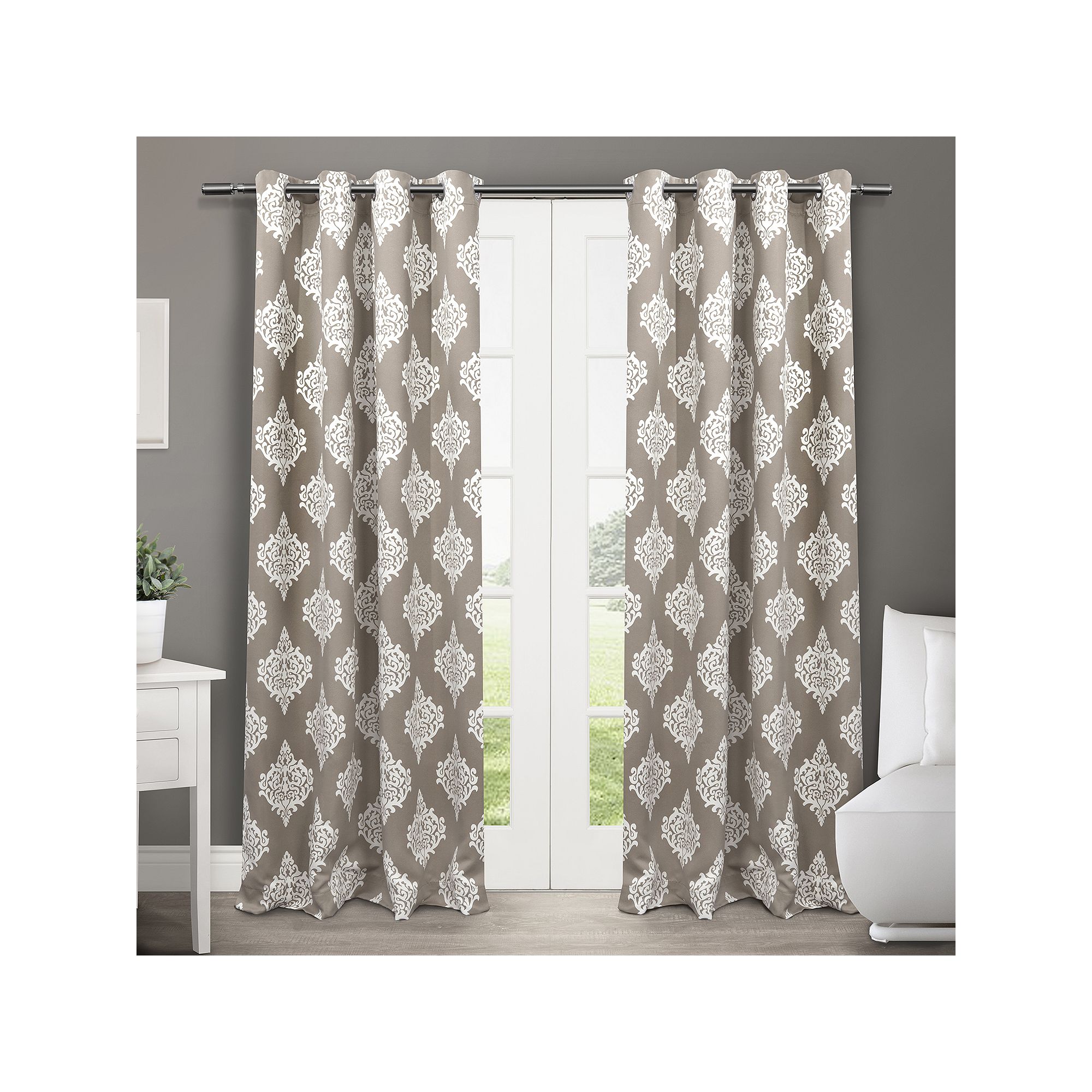 Exclusive Home 2-pack Medallion Blackout Window Curtains, Brown