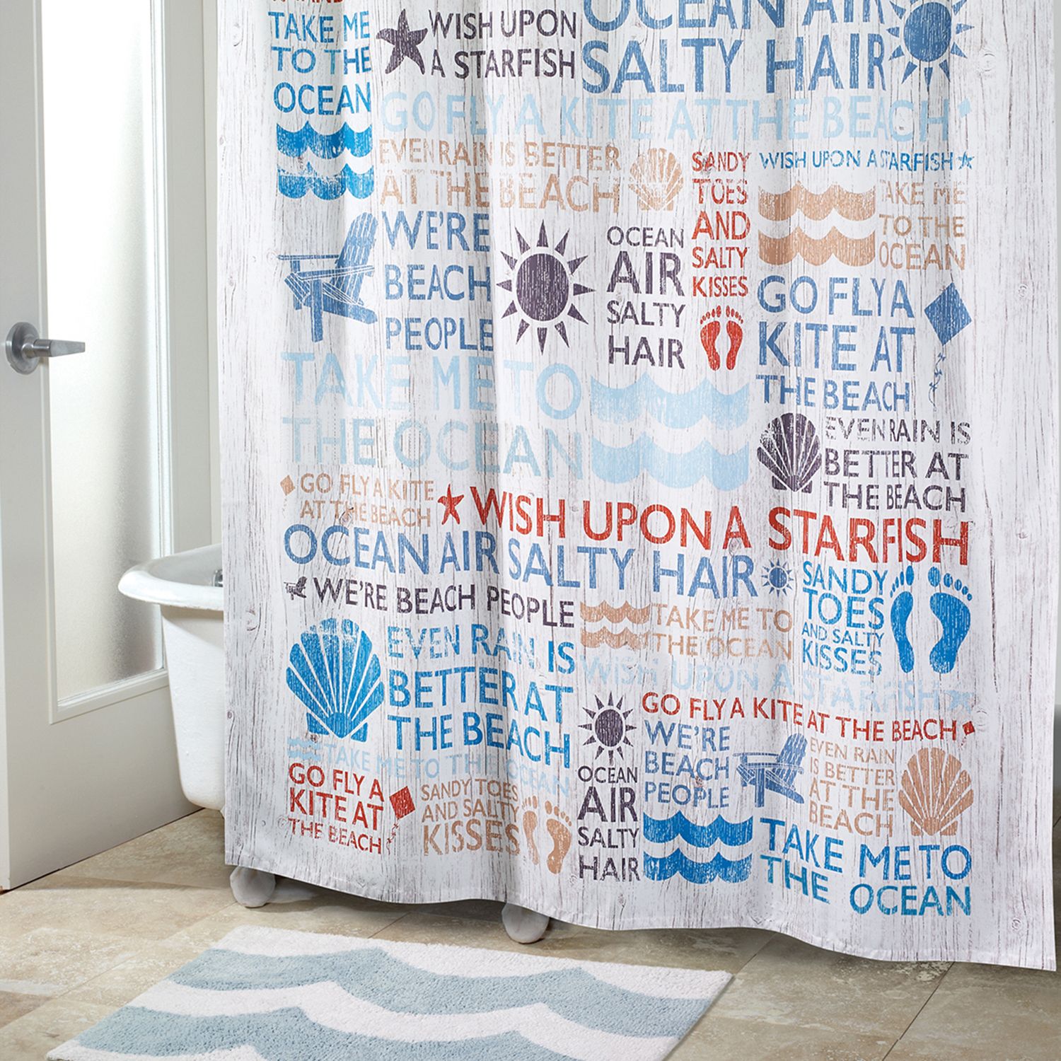 shower curtains with words on them