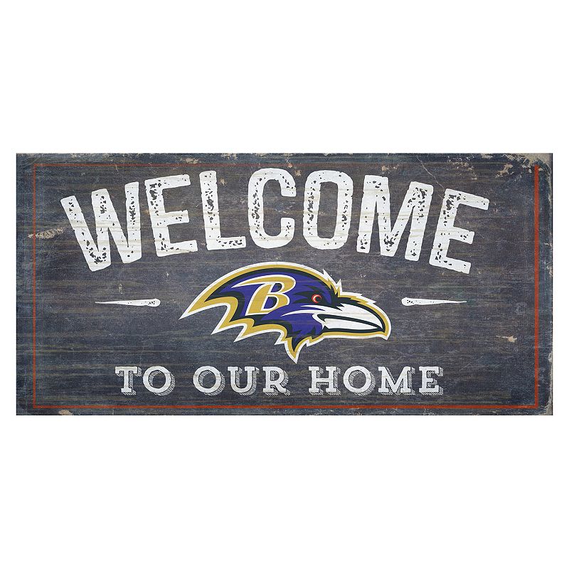 Baltimore Ravens Distress Welcome Sign, Multicolor, 6X12