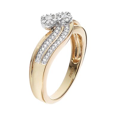 Always Yours 14k Gold Plated 1/4 Carat T.W. Diamond Flower Twist Engagement Ring