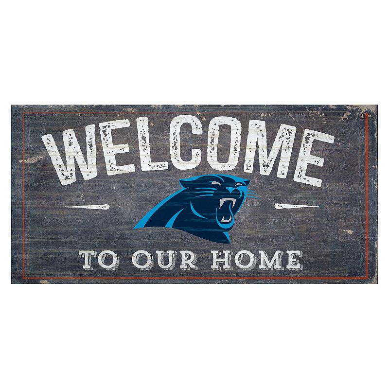 18510700 Carolina Panthers Distress Welcome Sign, Multicolo sku 18510700
