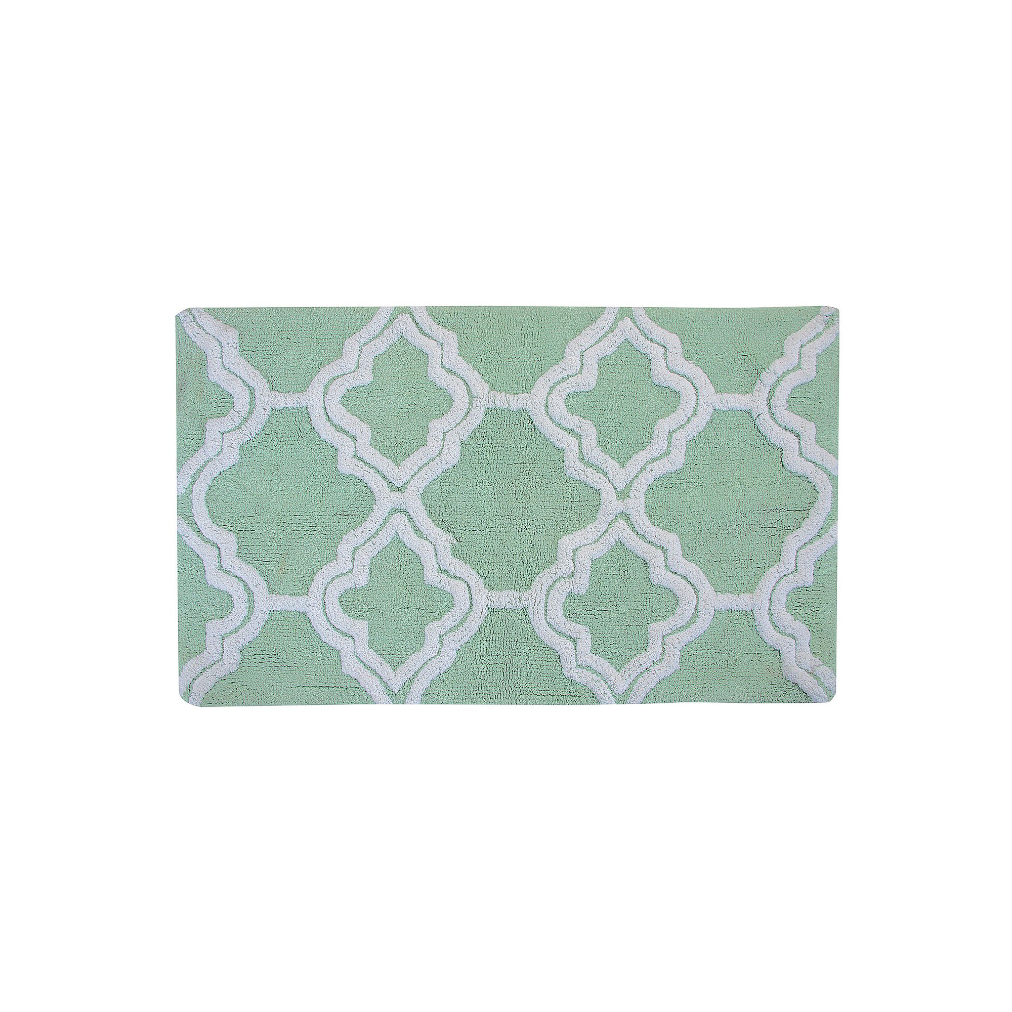 Chesapeake Double Quatrefoil 2-Piece Bath Rug Set, Subtle Green