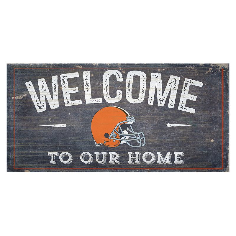 Cleveland Browns Distress Welcome Sign, Multicolor, 6X12