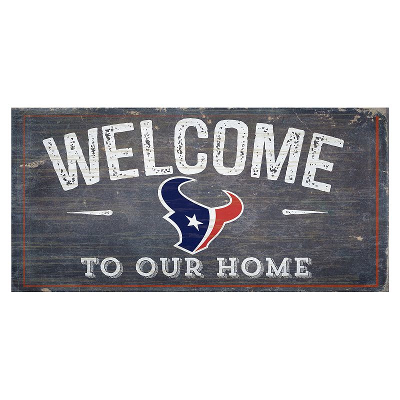 Houston Texans Distress Welcome Sign, Multicolor, 6X12