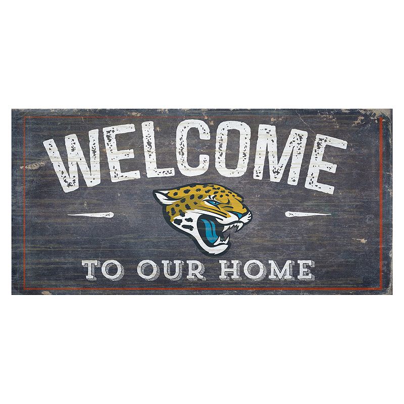 Jacksonville Jaguars Distress Welcome Sign, Multicolor, 6X12