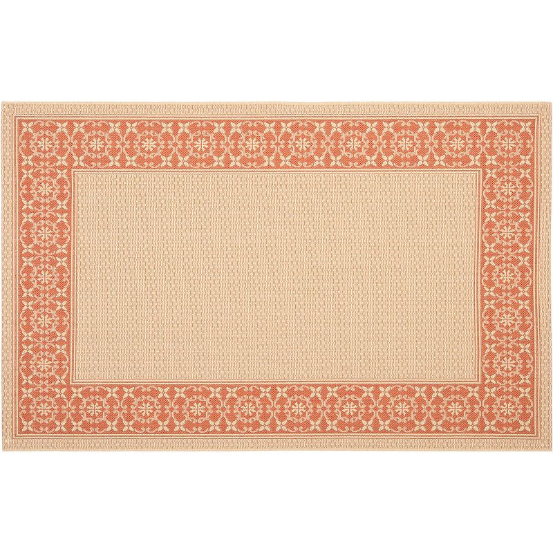 Safavieh Courtyard Medallion Border Indoor Outdoor Rug, Beig/Green, 6.5X9.5 Ft