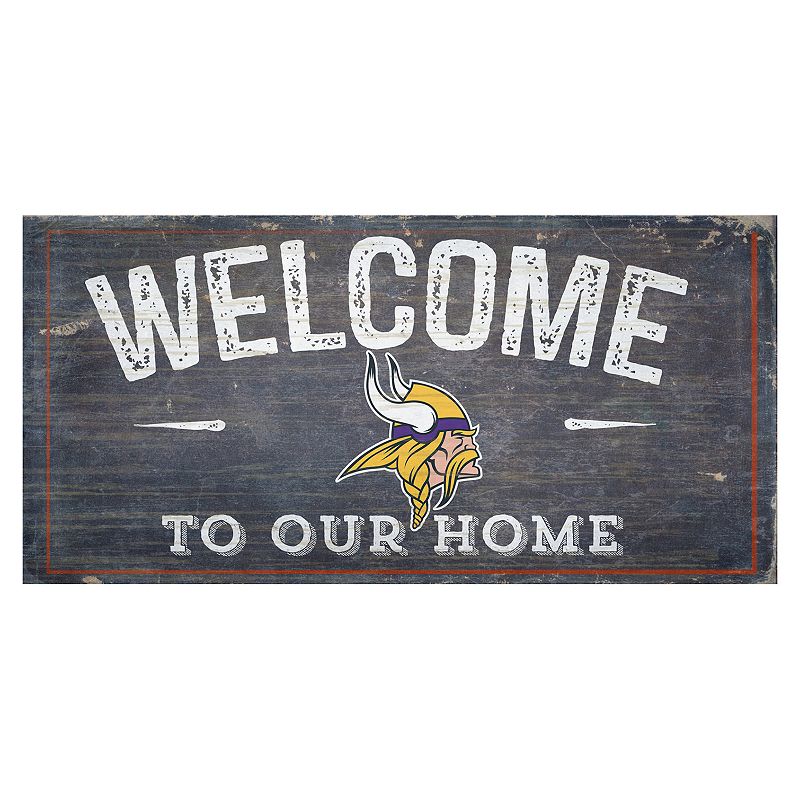 38155719 Minnesota Vikings Distress Welcome Sign, Multicolo sku 38155719