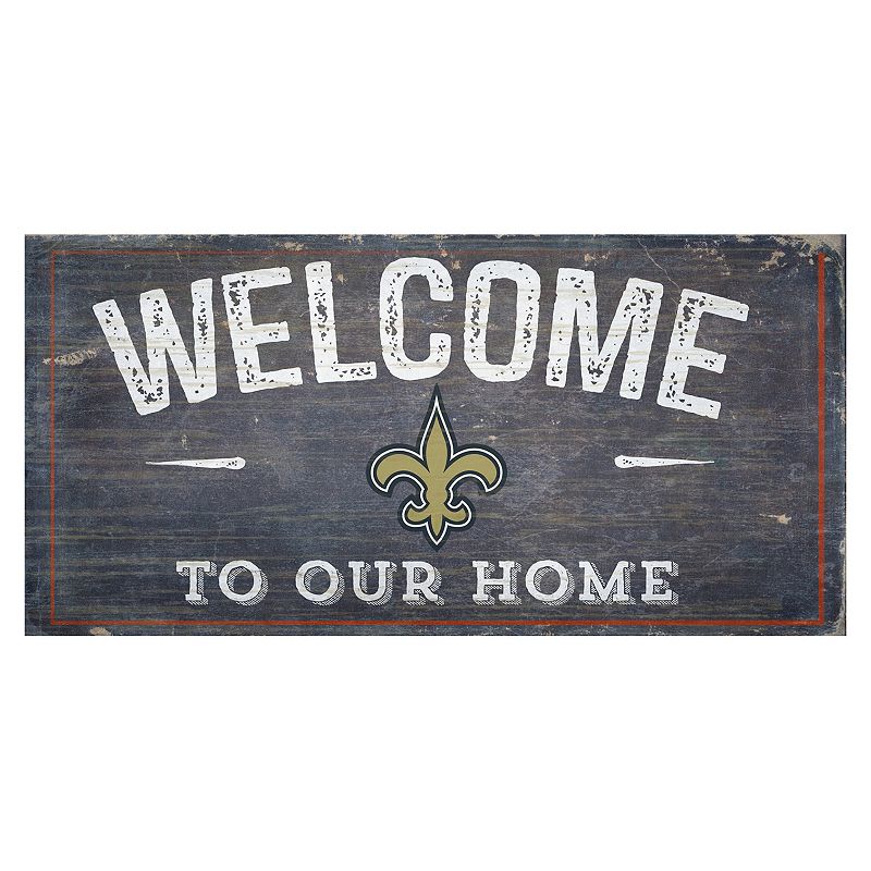 New Orleans Saints Distress Welcome Sign, Multicolor, 6X12