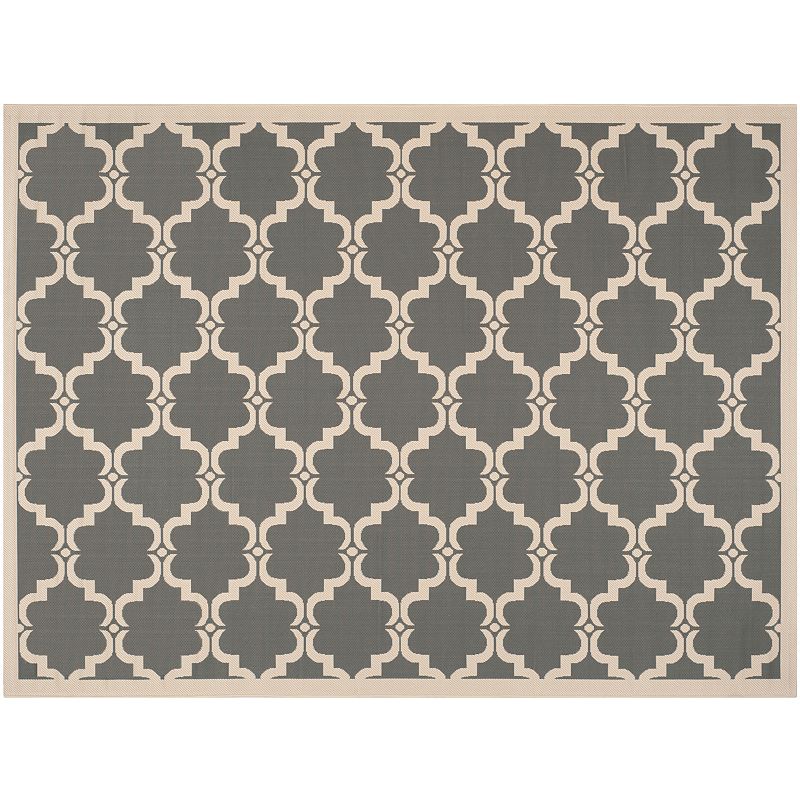 SAFAVIEH Courtyard Estelle Geometric Indoor/Outdoor Area Rug  8  x 11   Anthracite/Beige