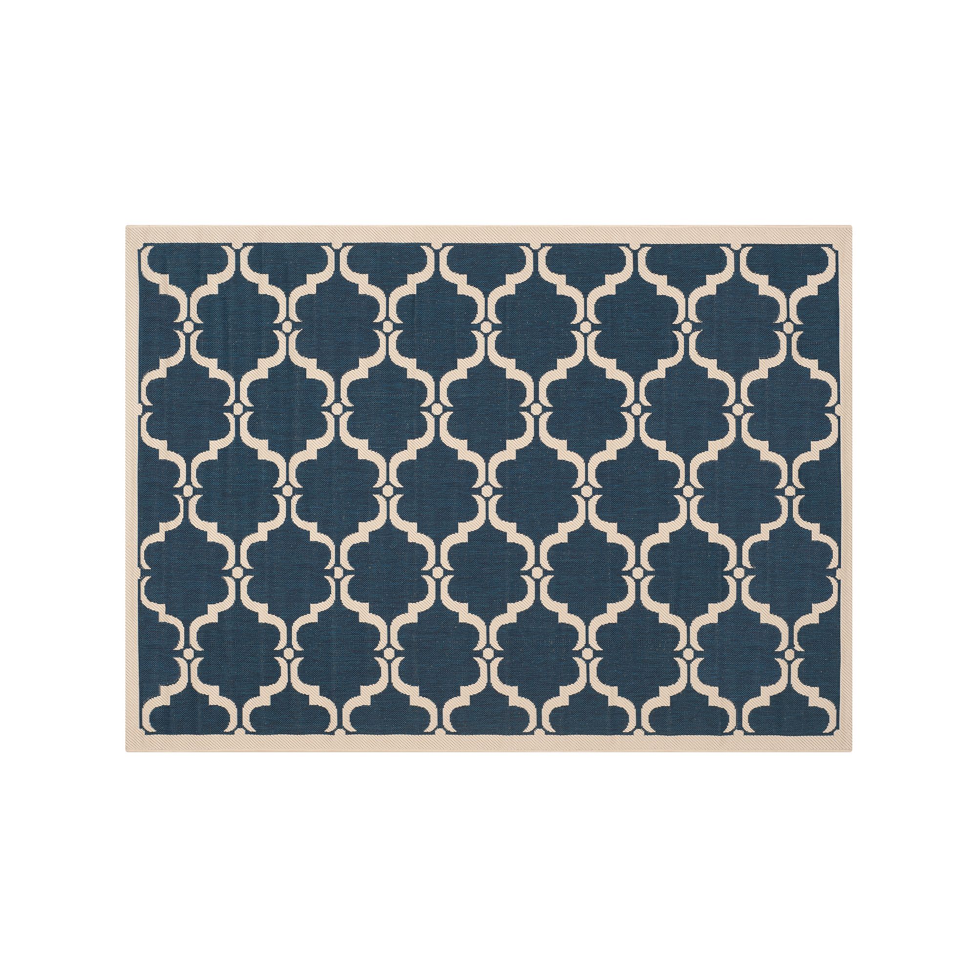 Safavieh Courtyard Crest Trellis Indoor Outdoor Rug, Navy Beige