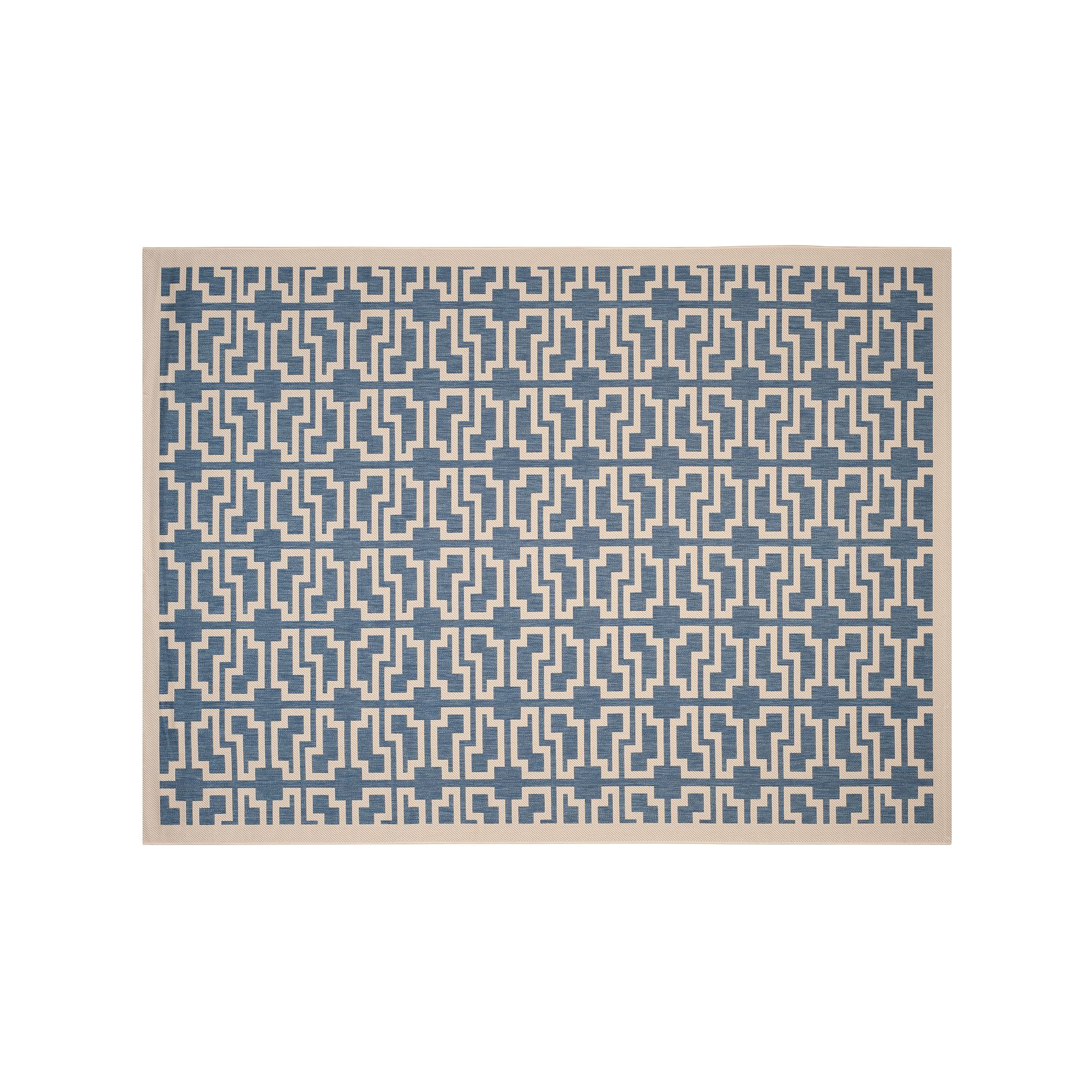Safavieh Courtyard Lockbox Geometric Indoor Outdoor Rug, Blue Beige