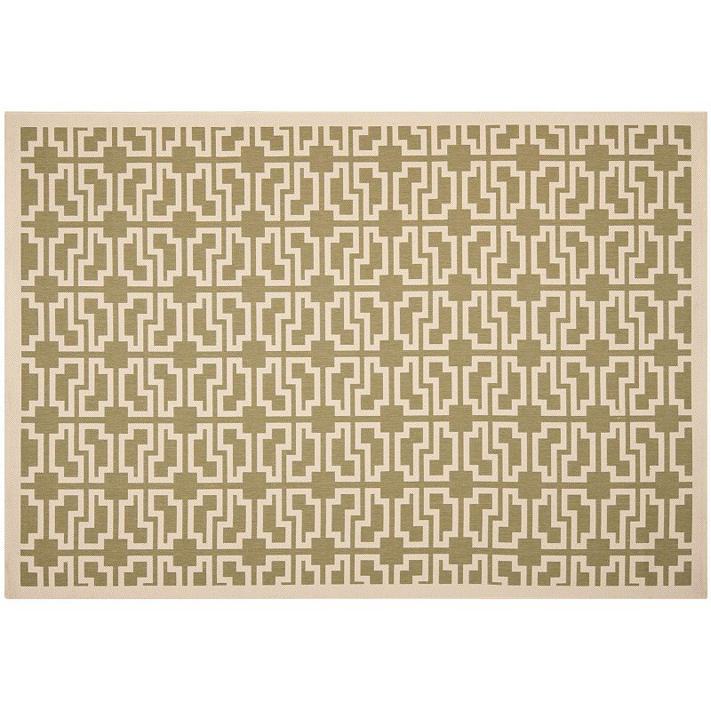 Safavieh Courtyard Lockbox Geometric Indoor Outdoor Rug, Green, 6.5X9.5 Ft